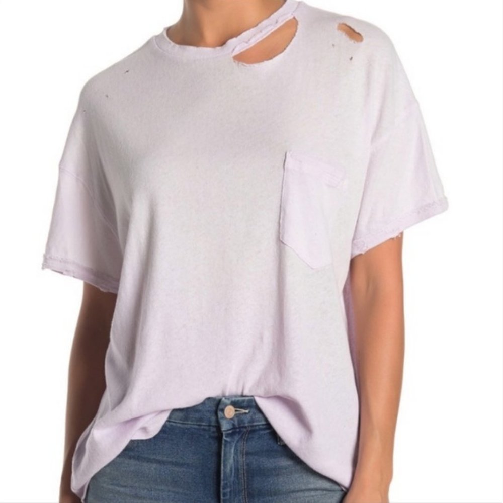 NWT ($58) Free People oversized tee Distressed